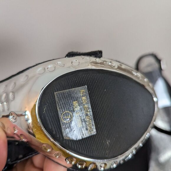 Celeste Black Rhinestone Heels – Size 7 – Strappy T-Strap Sandals - Picture 12 of 13